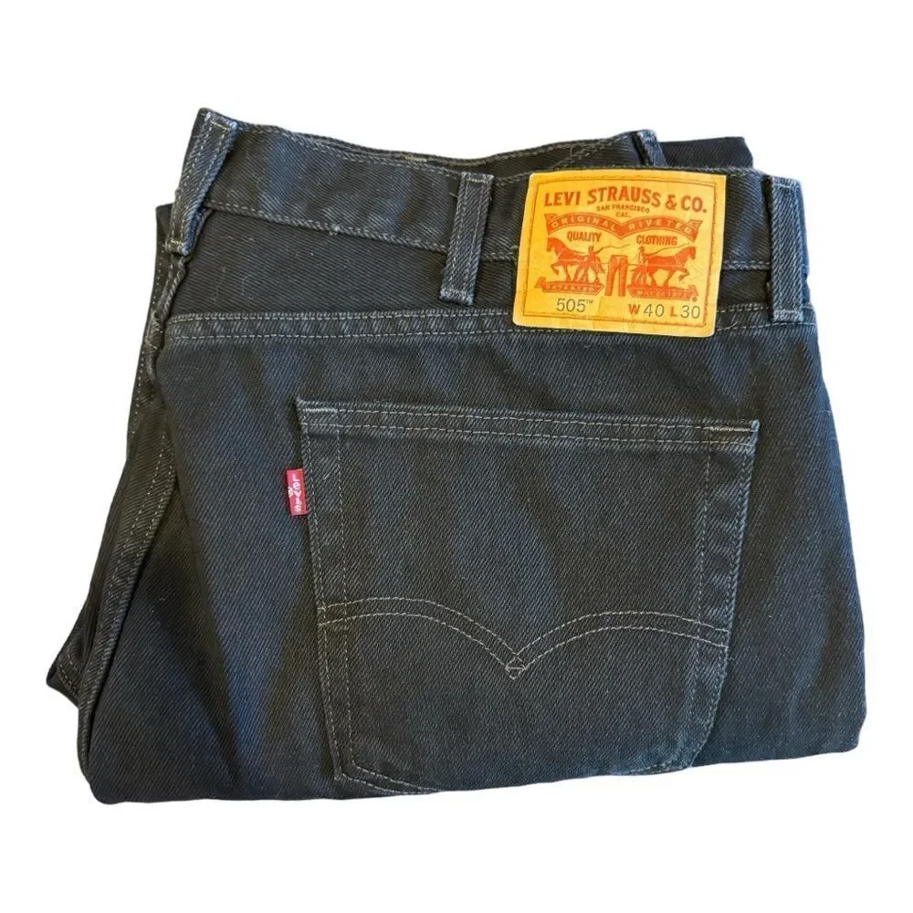 Levi’s 505 Men’s Black Straight Leg Cotton Jeans Size 40x30
